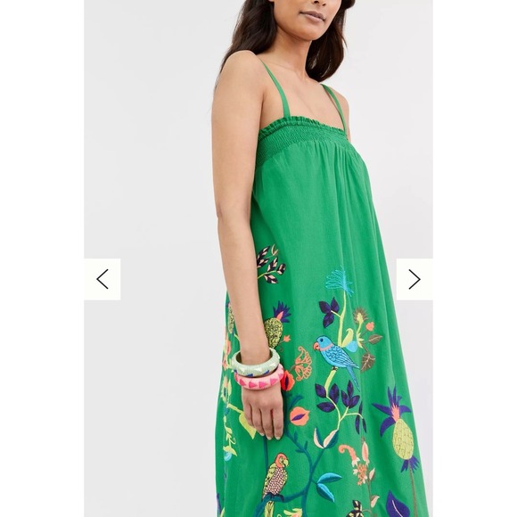 Rare Anthropologie Ruffled Floral Embroidered Caribbean design Maxi Dress‎ XS - Picture 2 of 13